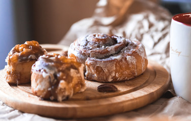 cinnabon with coffee