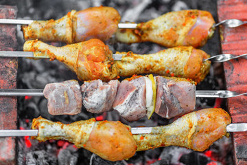 Chicken and pork shashlik