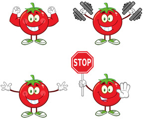 Red Tomato Character Different Interactive Poses 3. Collection