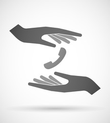 Hands protecting or giving a phone