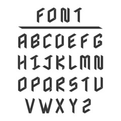 Retro 3D black font. uppercase type.