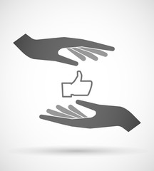 Hands protecting or giving a thumb hand
