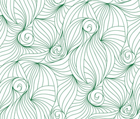 Vector seamless wave background of doodle drawn lines