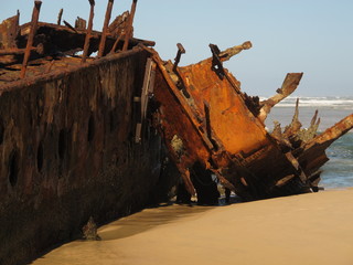 rusting wreck of the Maheno at Fraser Island, Australia