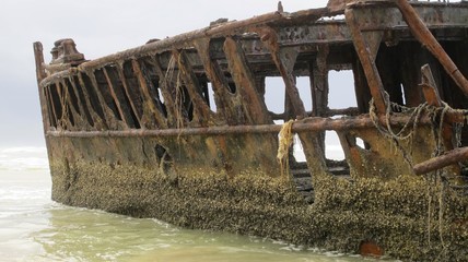 rusting wreck of the Maheno at Fraser Island, Australia
