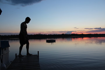 Fototapeta premium Dock Jump at Sunset