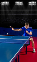 Table tennis player at sports hall