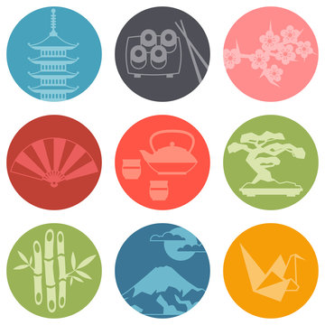 Japan icons and symbols set.
