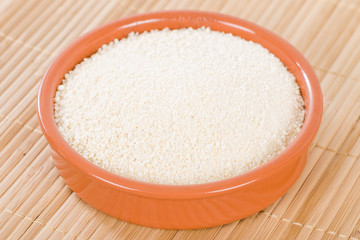 Farofa - Bowl of toasted manioc flour.