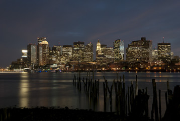 Fototapeta na wymiar Boston night skyline of the city
