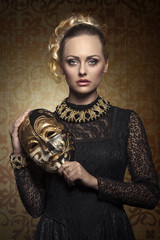 girl with aristocratic lady mask