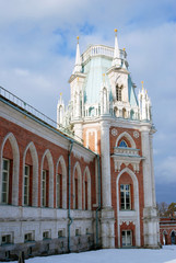 View of Big Palace in Tsaritsyno park in Moscow