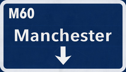 Manchester United Kingdom Highway Road Sign