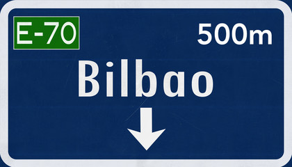 Bilbao Spain Highway Road Sign