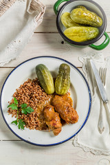 Scions of beef with pickled cucumber