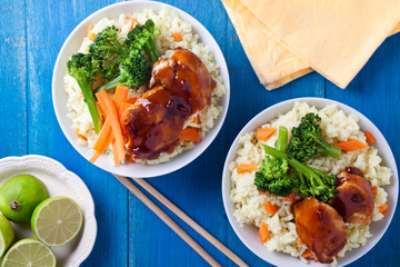 Bowls Of Chicken And Vegetables