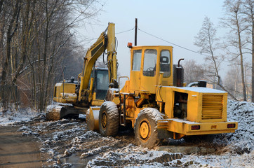 Fototapeta Excavator and bulldozer obraz