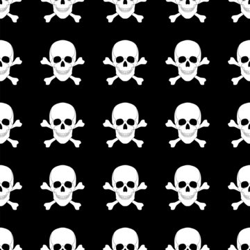  seamless pattern with skulls and bones.