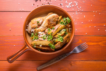 Rustic style potatoes and chicken
