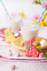 Easter cookies and glass of milk