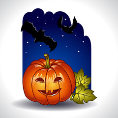 Halloween background with pumpkin and bats