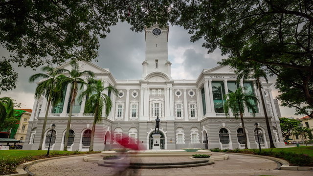 theatre and concert hall 4k time lapse from singapore city
