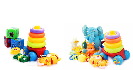 Fototapeta na wymiar Various colorful toys for small children