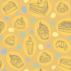 Cakes seamless pattern