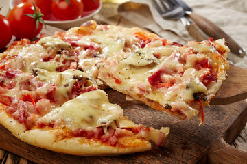 freshly baked pizza