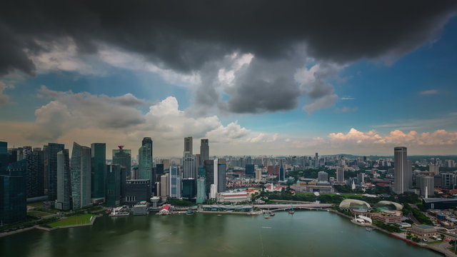 singapore city storm sky roof top view 4k time lapse
