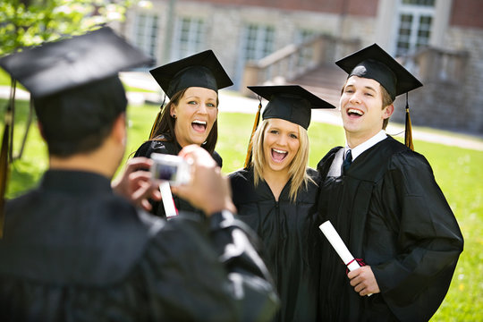 Graduation: Friends Laugh for Camera