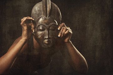 masque africain danse - obrazy, fototapety, plakaty