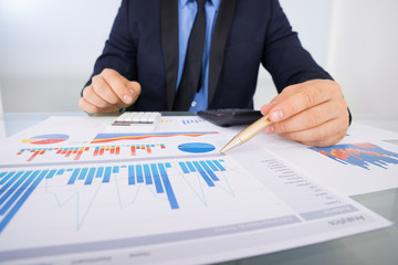 Businessman Analyzing Graph Papers