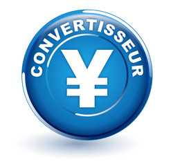 Obraz premium convertisseur yen sur bouton bleu