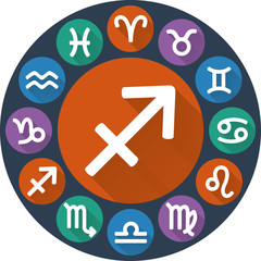 Signs of the zodiac circle - Sagittarius. Astrological flat icon