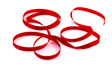 Fototapeta premium Red tape loop on a white background