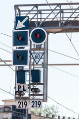 Traffic lights in the train station