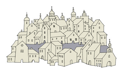 Obraz premium Cartoon hand drawing houses