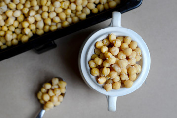 Cooked Chickpeas in a Pot