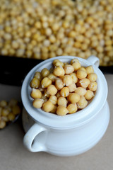 Cooked Chickpeas in a Pot