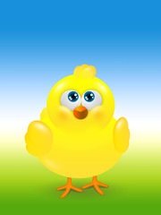 easter chick looks up with place for text