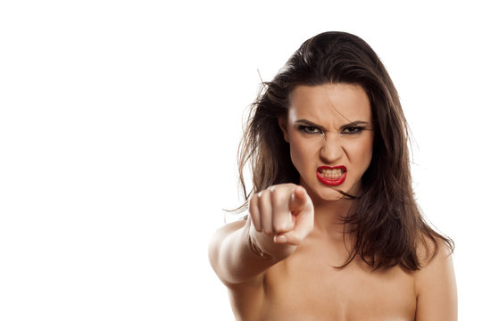 angry woman pointing a finger at you