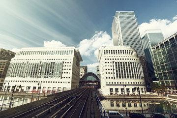 Canary Wharf docklands station in London, UK