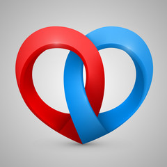 Vector heart in the form of tape