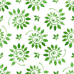 Seamless vector pattern with green twisted twigs