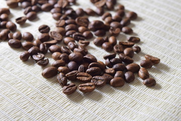 Roasted coffee beans.