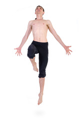 Naklejka premium young and stylish modern ballet dancer jumping
