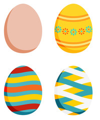 Set of 4 Easter eggs - plain and 3 decorated