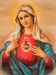 Serce Maryi Panny - obraz religijny - obrazy, fototapety, plakaty