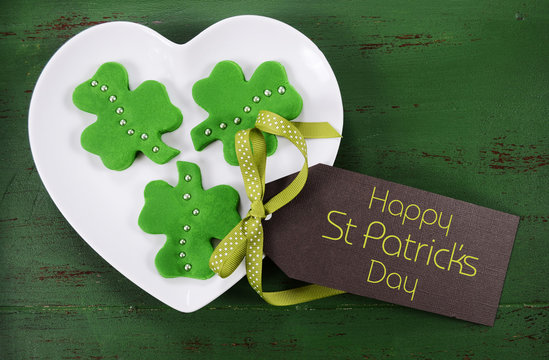 St Patricks Day shamrock green fondant cookies 